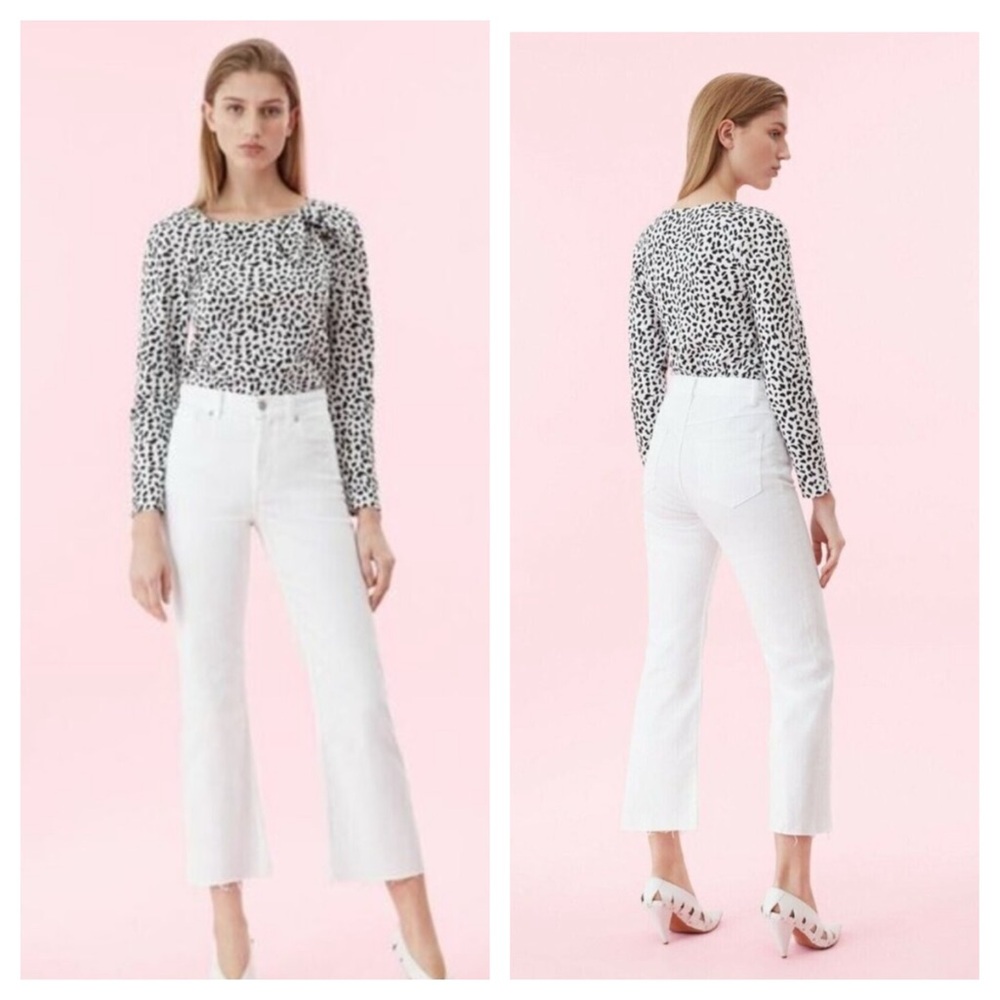 La Vie Rebecca Taylor Ines Kick Boot White High Rise Crop Jeans
